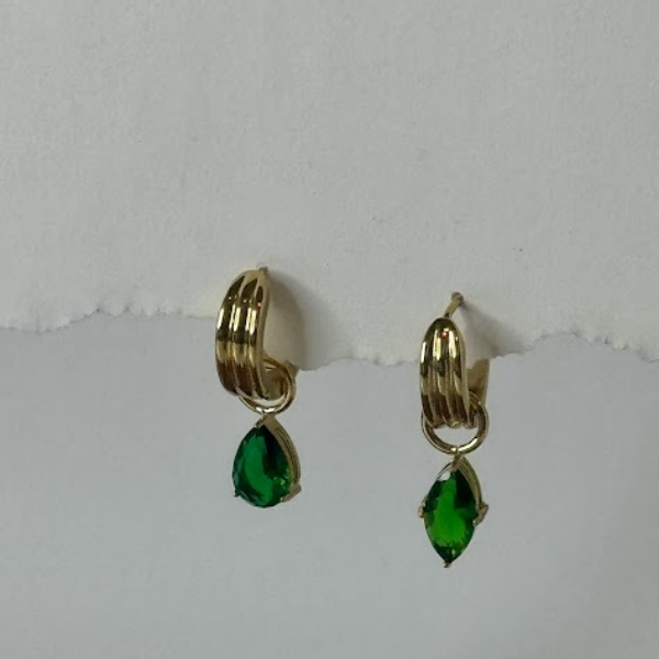 Droplet Shaped Green Zircon Earrings