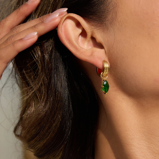 Droplet Shaped Green Zircon Earrings