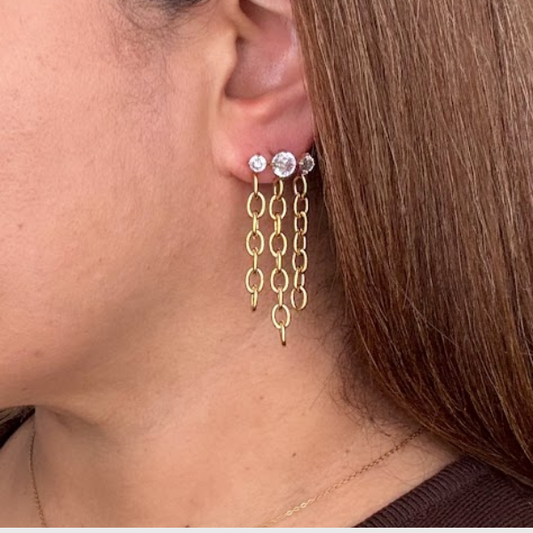 Multi Zirconia Tassel Earrings
