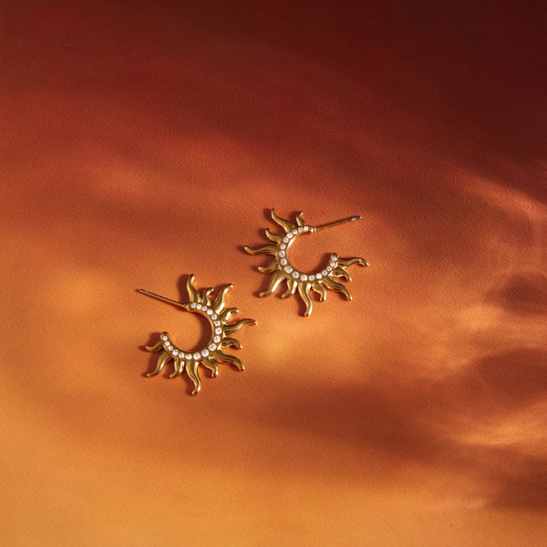 C Shaped Sun Earrings