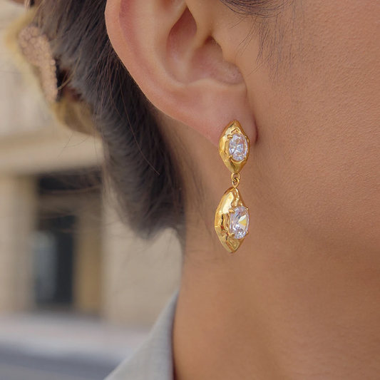 Embedded Zircons Earrings