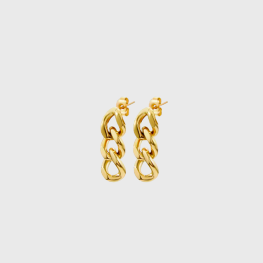 Gold Cuban Link Chain Stud Earrings