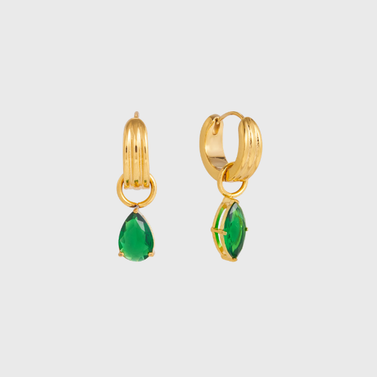 Droplet Shaped Green Zircon Earrings