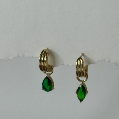 Droplet Shaped Green Zircon Earrings