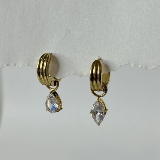 Droplet Shaped White Zircon Earrings