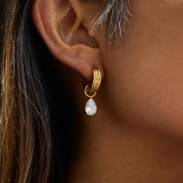 Droplet Shaped White Zircon Earrings
