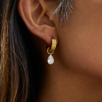 Droplet Shaped White Zircon Earrings