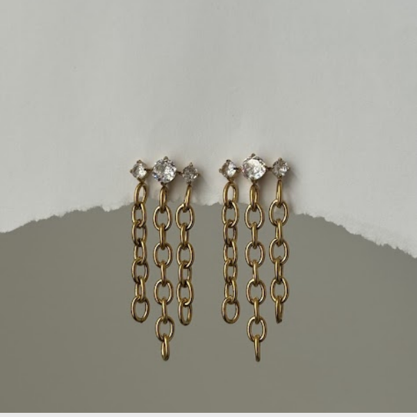 Multi Zirconia Tassel Earrings