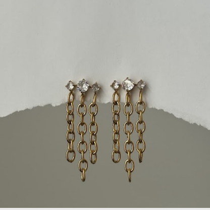 Multi Zirconia Tassel Earrings