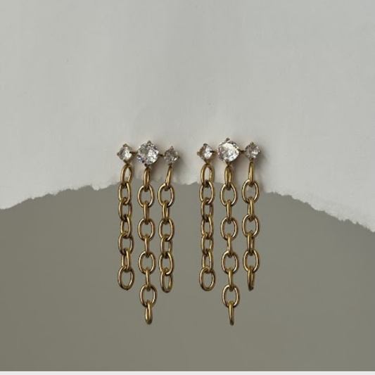 Multi Zirconia Tassel Earrings