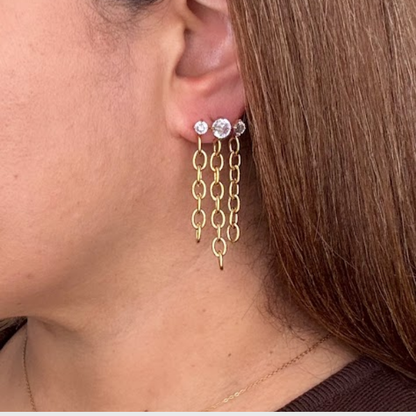 Multi Zirconia Tassel Earrings