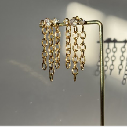 Multi Zirconia Tassel Earrings