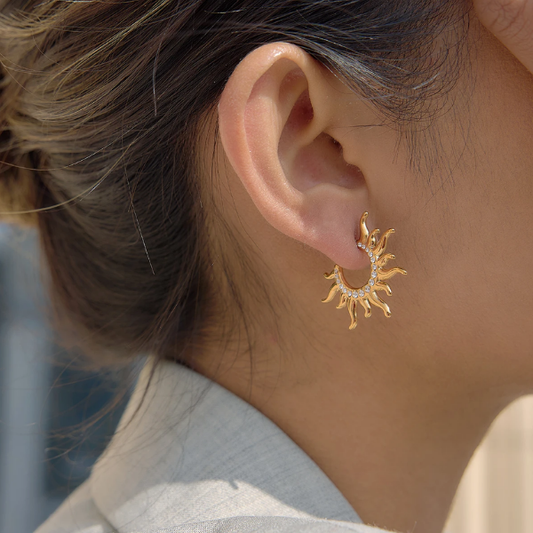 C Shaped Sun Earrings