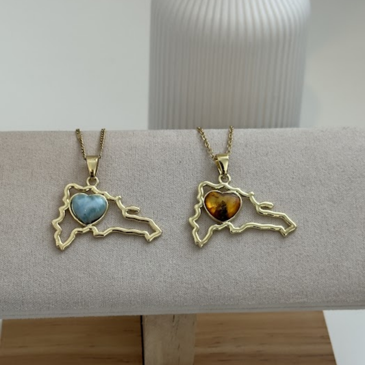 Dominican Rep. Map Necklace Gold