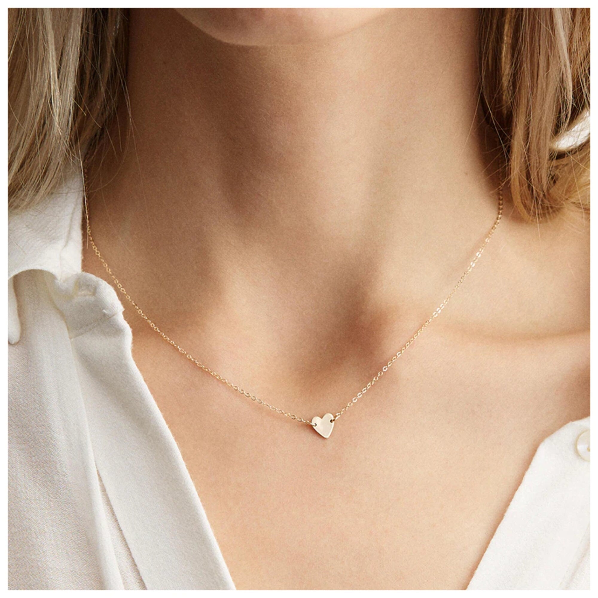 Minimalist and Dainty Heart-Shaped Stainless Steels Necklace, Small Heart-Shaped Charm, Gift for Valentines day, Gift for Her, Friend Neckla