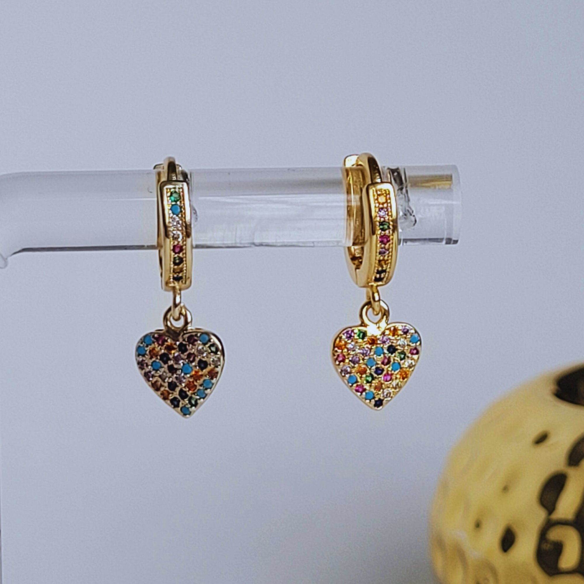 Mini Heart Shaped Multi Color Hoops, Simple and Dainty Heart Shaped Earrings